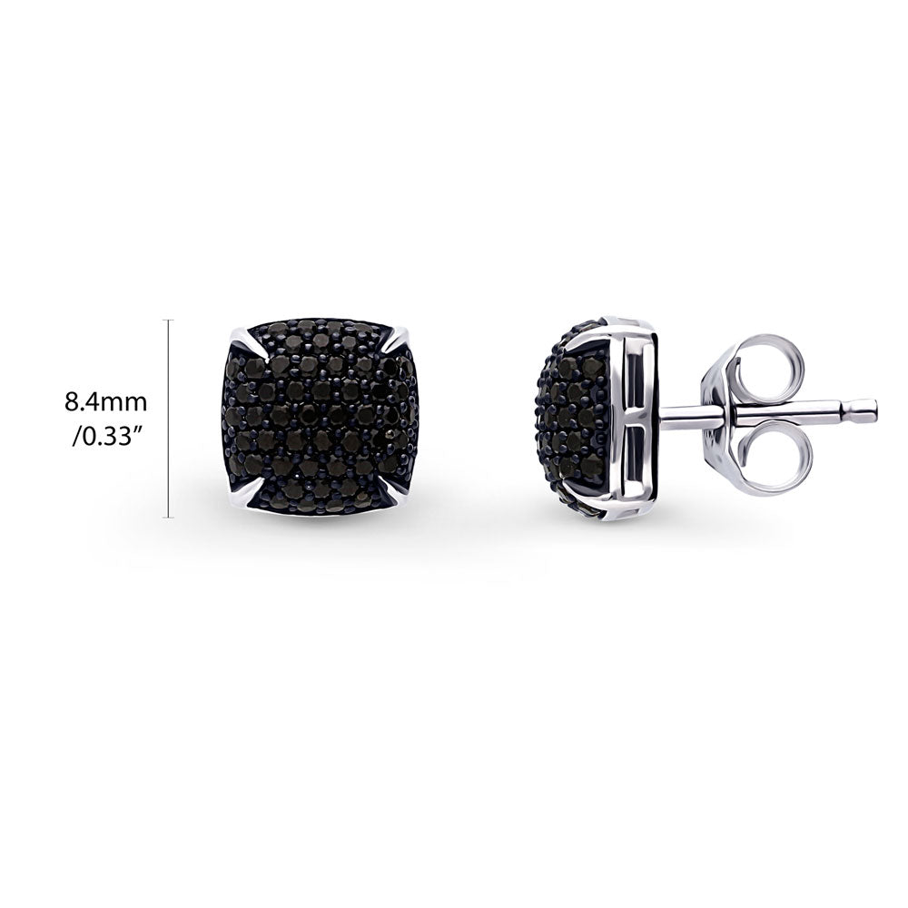 Front view of Square Black CZ Necklace and Earrings Set in Sterling Silver, 8 of 12