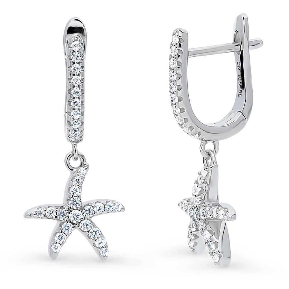 Starfish CZ Dangle Earrings in Sterling Silver