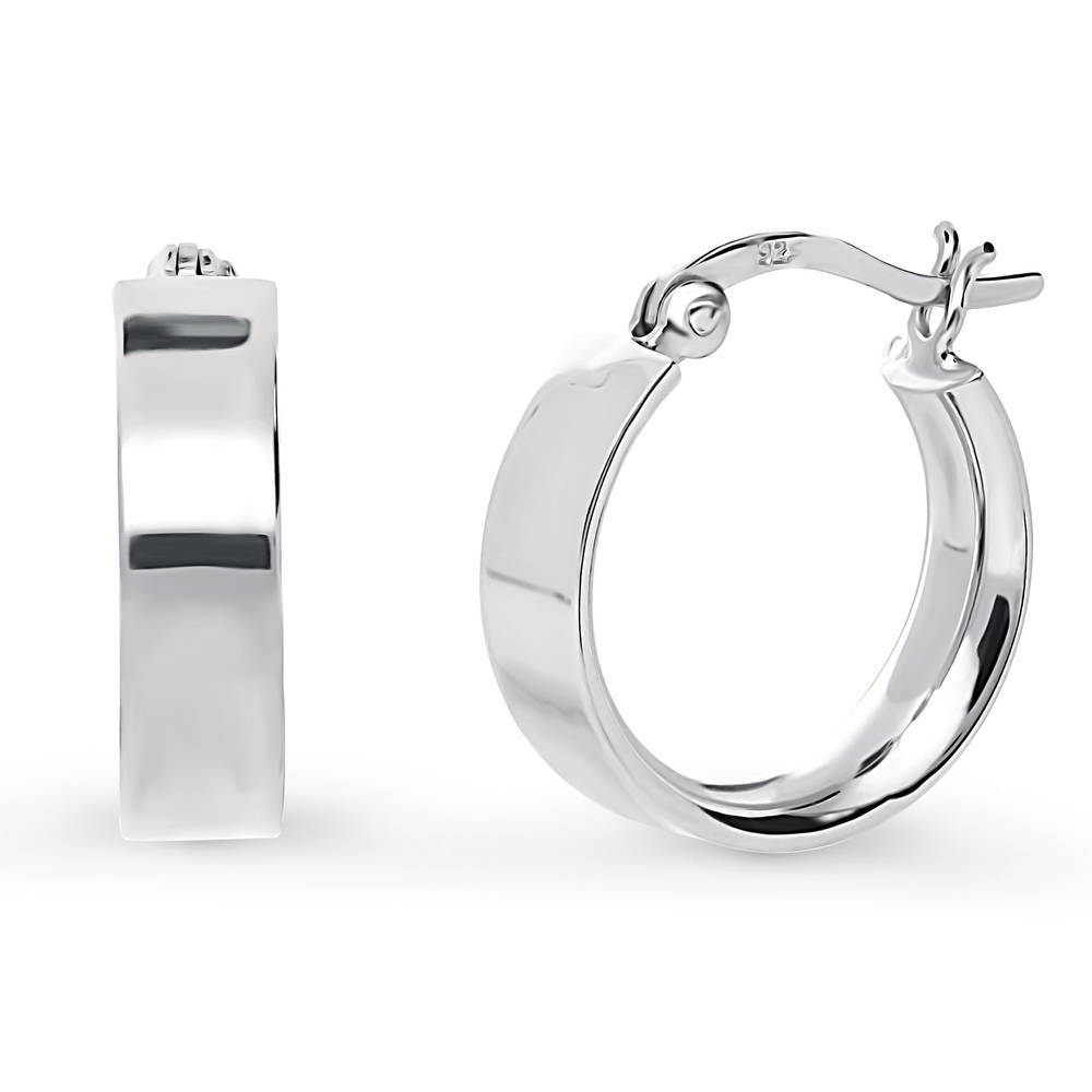 Medium Hoop Earrings in Sterling Silver 0.68 inch