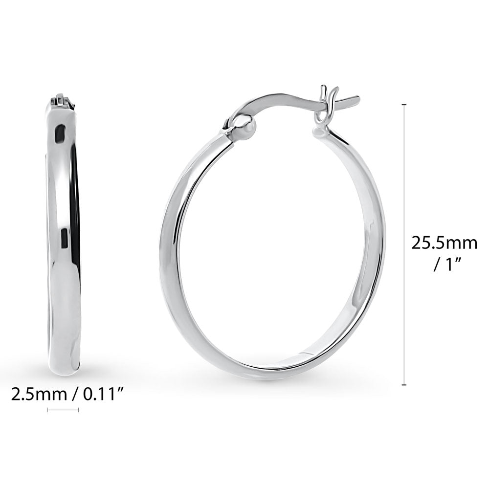 Front view of Dome Hoop Earrings in Sterling Silver, 2 Pairs
