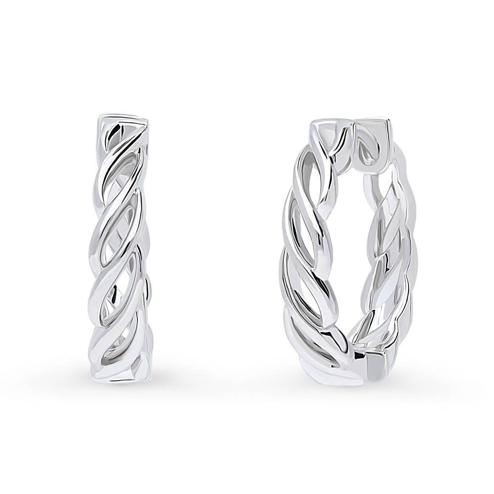 Woven Medium Hoop Earrings in Sterling Silver 0.72"