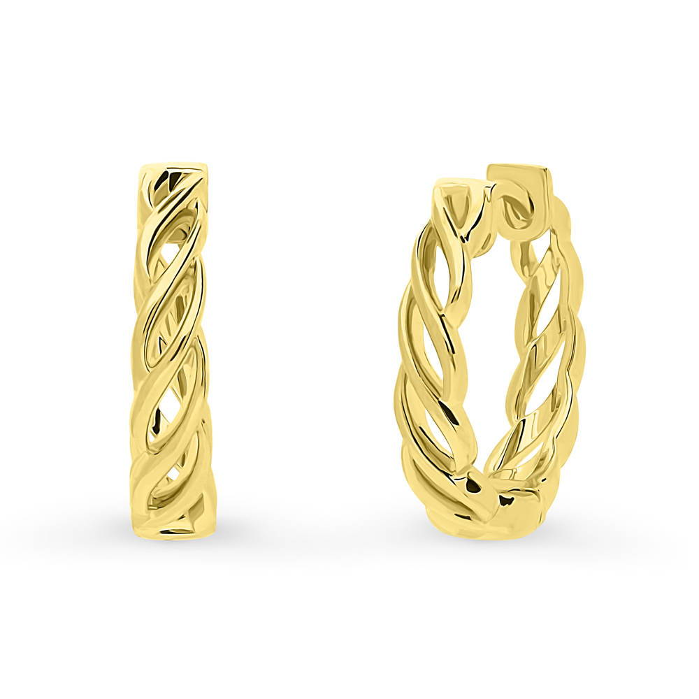 Woven Medium Hoop Earrings in Sterling Silver 0.72"