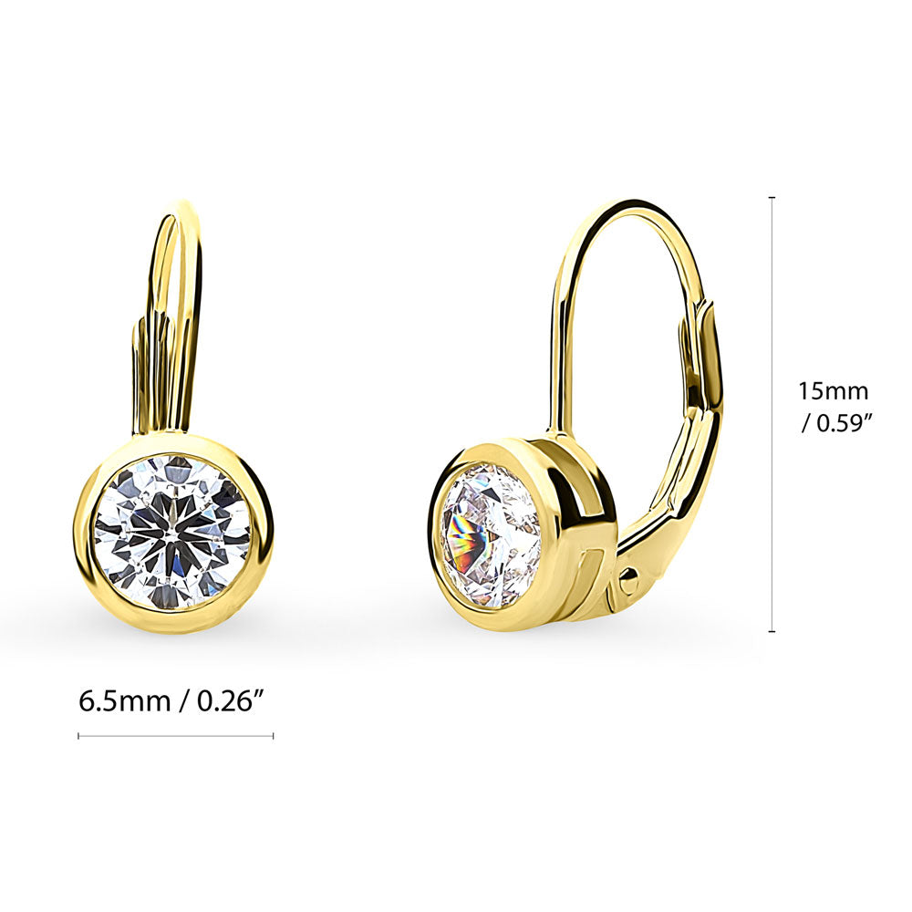 Angle view of Solitaire 1.2ct Bezel Set Round CZ Dangle Earrings in Sterling Silver