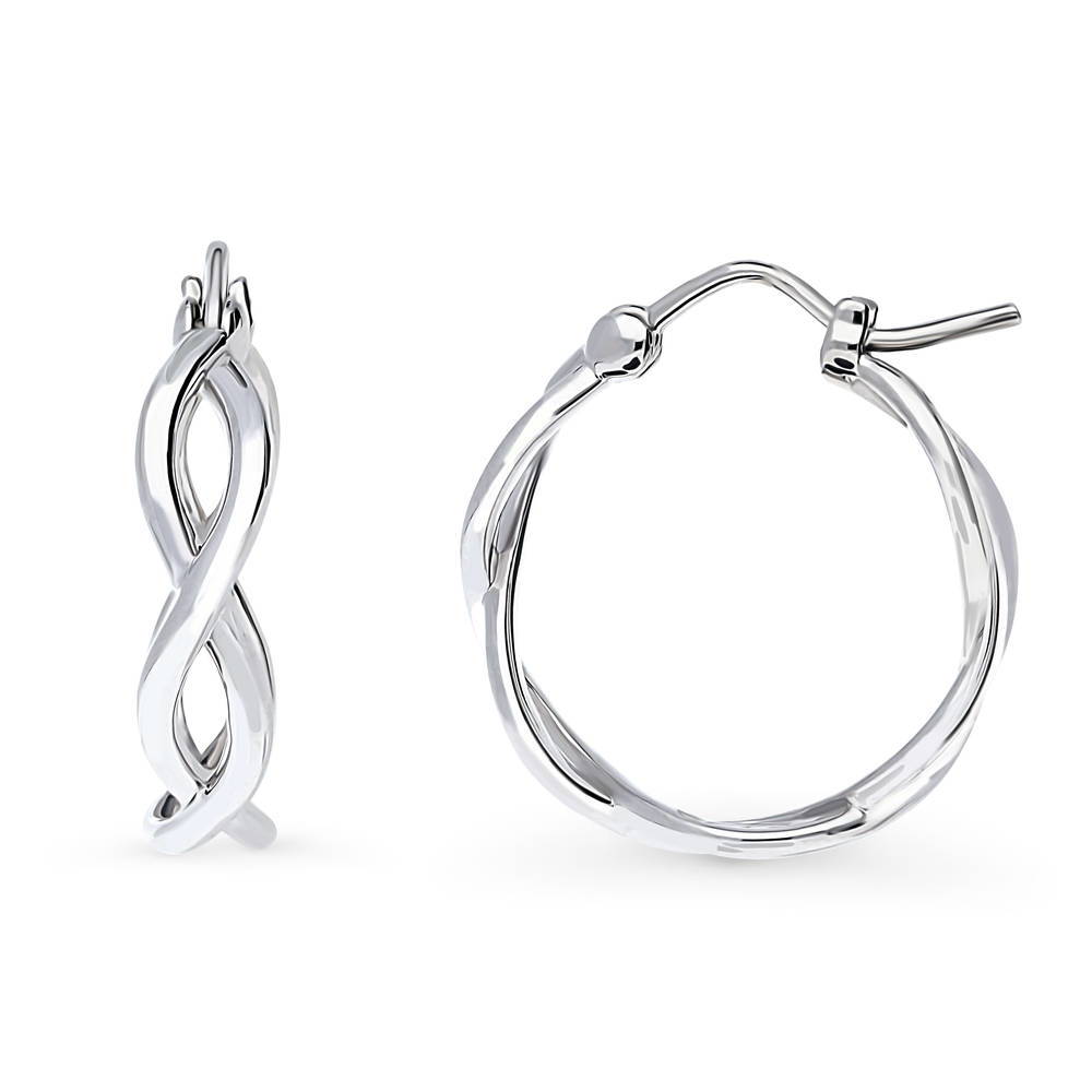 Woven Medium Hoop Earrings in Sterling Silver 0.8"