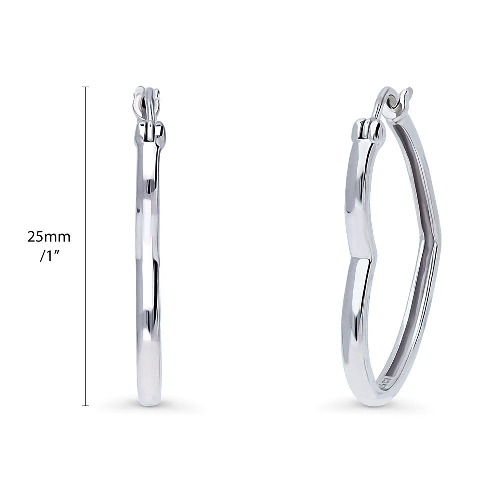 Heart Medium Hoop Earrings in Sterling Silver 1"