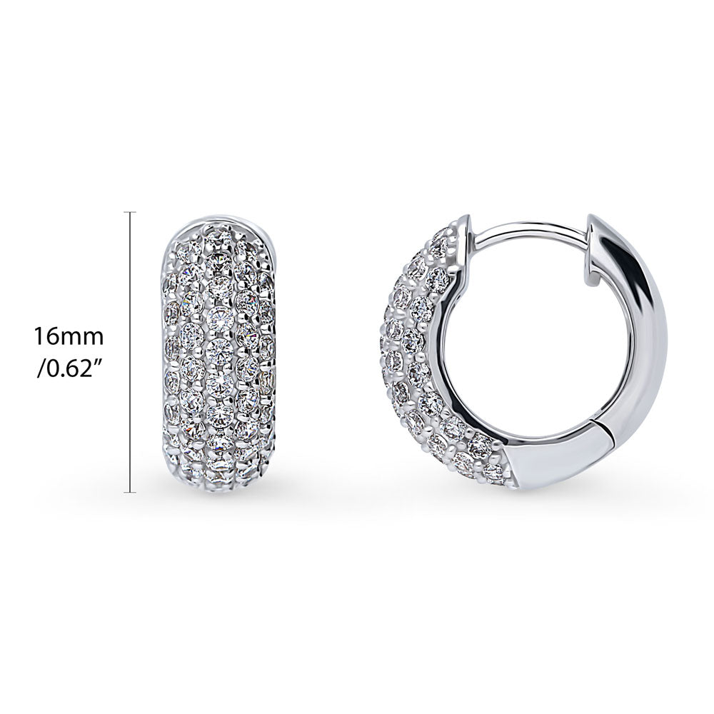Angle view of Dome CZ Hoop Earrings in Sterling Silver