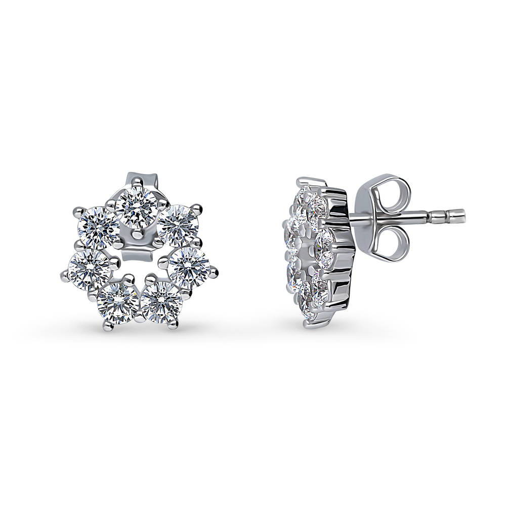 Wreath Star CZ Stud Earrings in Sterling Silver