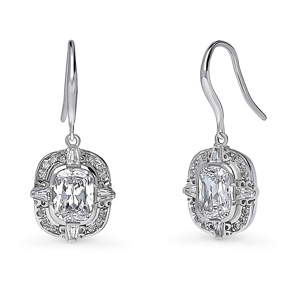 Art Deco CZ Necklace and Earrings Set in Sterling Silver