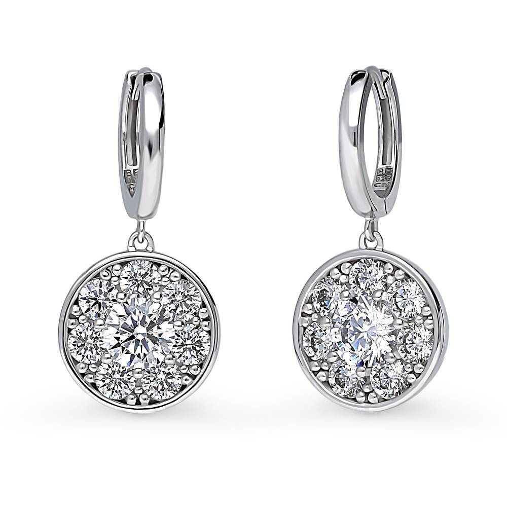 Flower Halo CZ Necklace and Earrings Set in Sterling Silver, 4 of 10