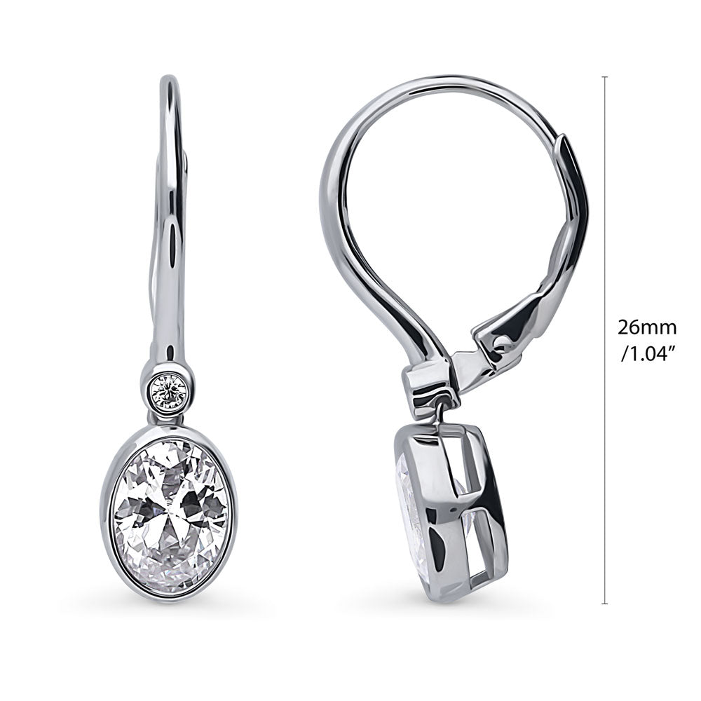 Front view of CZ Dangle Earrings in Sterling Silver, 2 Pairs