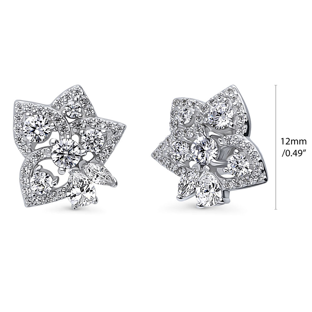 Flower CZ Stud Earrings in Sterling Silver