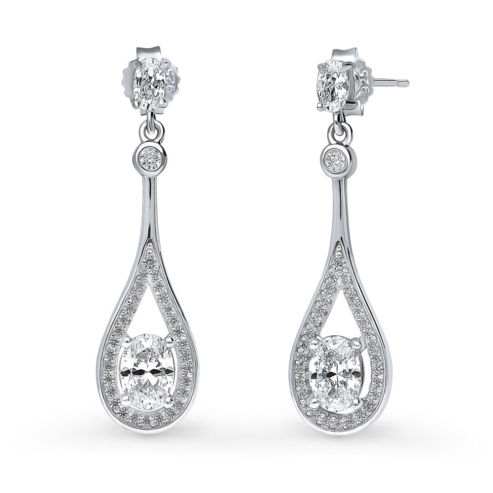 Teardrop CZ Dangle Earrings in Sterling Silver