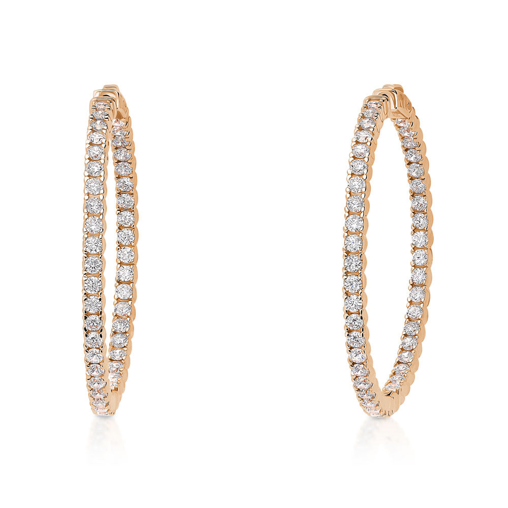 CZ Large Inside-Out Hoop Earrings in Sterling Silver 1.9"