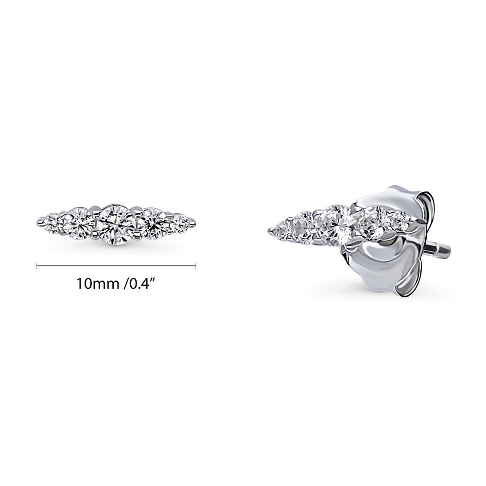 Bar CZ Stud Earrings in Sterling Silver