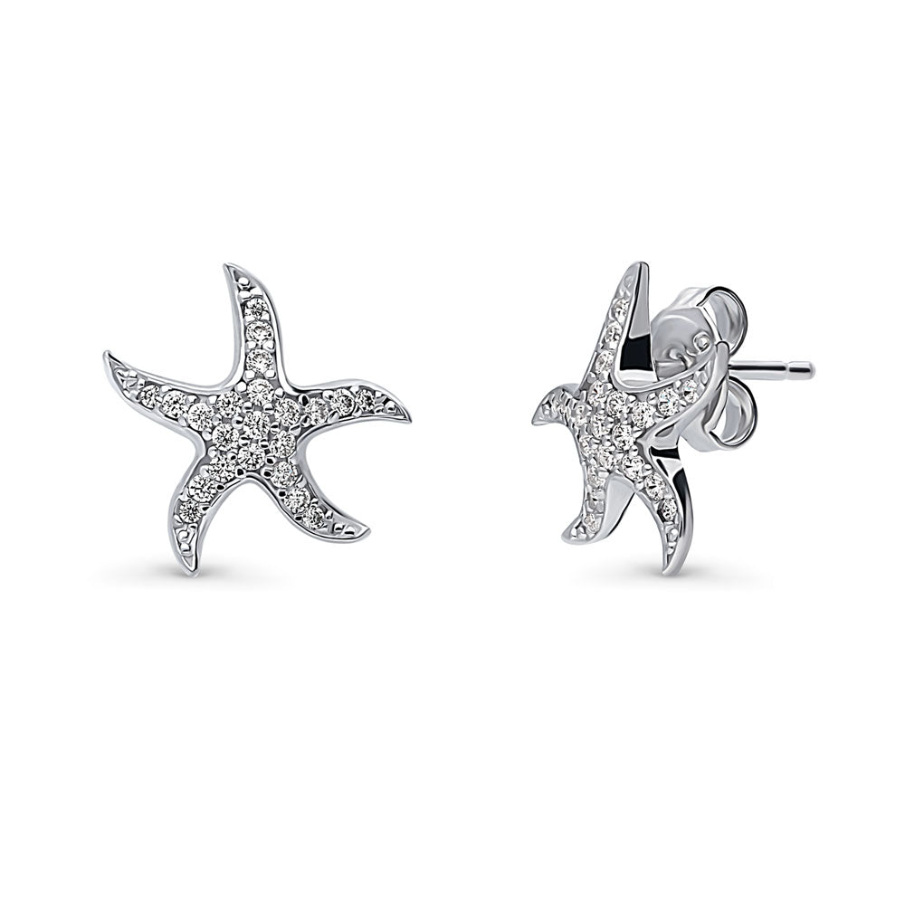 Starfish CZ Stud Earrings in Sterling Silver