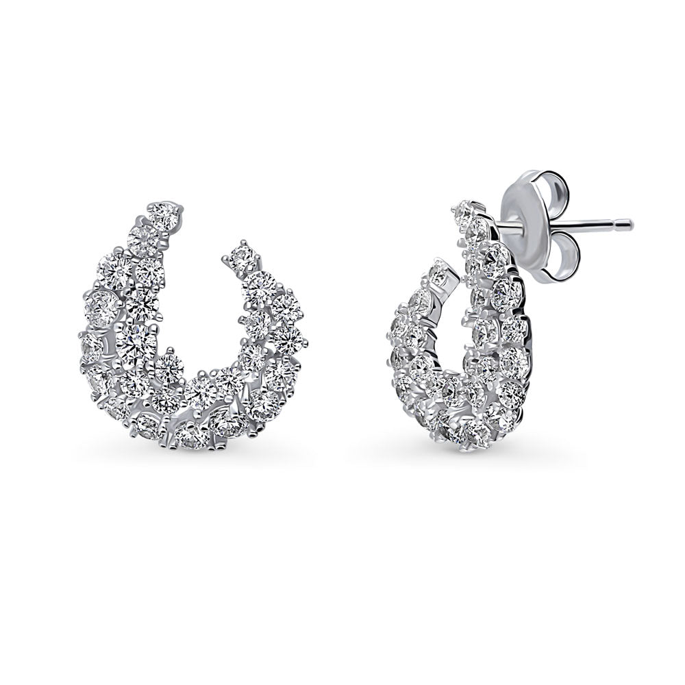 Cluster Wrap CZ Stud Earrings in Sterling Silver