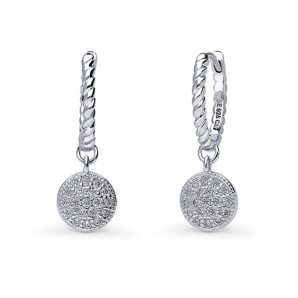 Disc Open Circle CZ Necklace and Hoop Earrings Set in Sterling Silver, 4 of 12