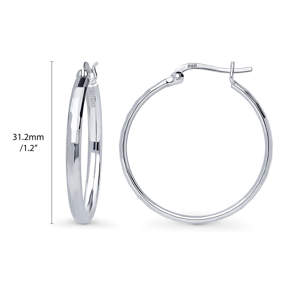 Front view of Medium Hoop Earrings in Sterling Silver 1.2 inch