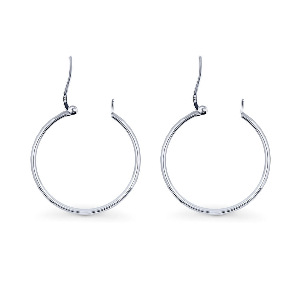 Angle view of Medium Hoop Earrings in Sterling Silver 1.2 inch