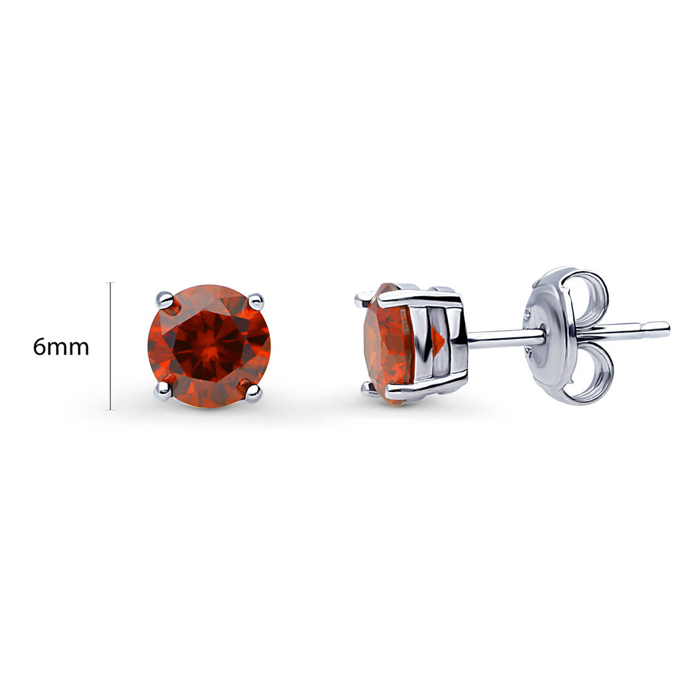 Front view of Solitaire Round CZ Stud Earrings in Sterling Silver 1.6ct