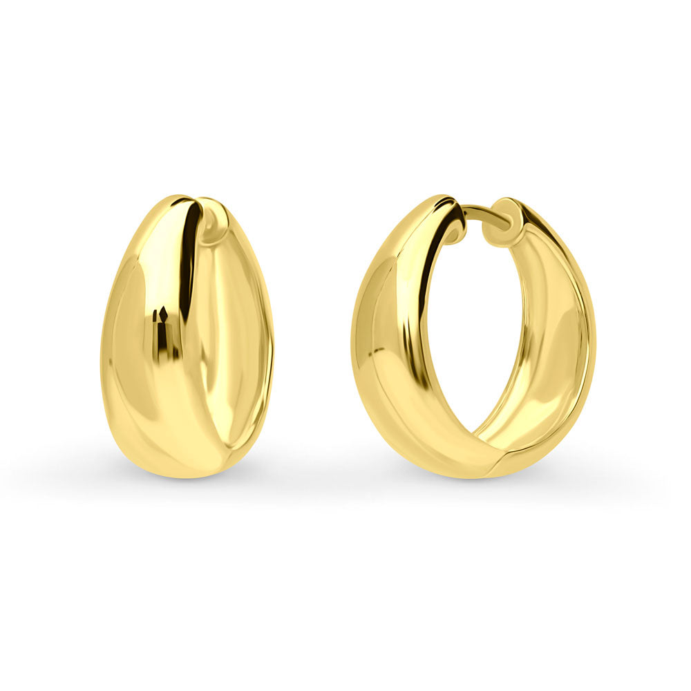 Dome Hoop Earrings in Gold Flashed Sterling Silver, 2 Pairs