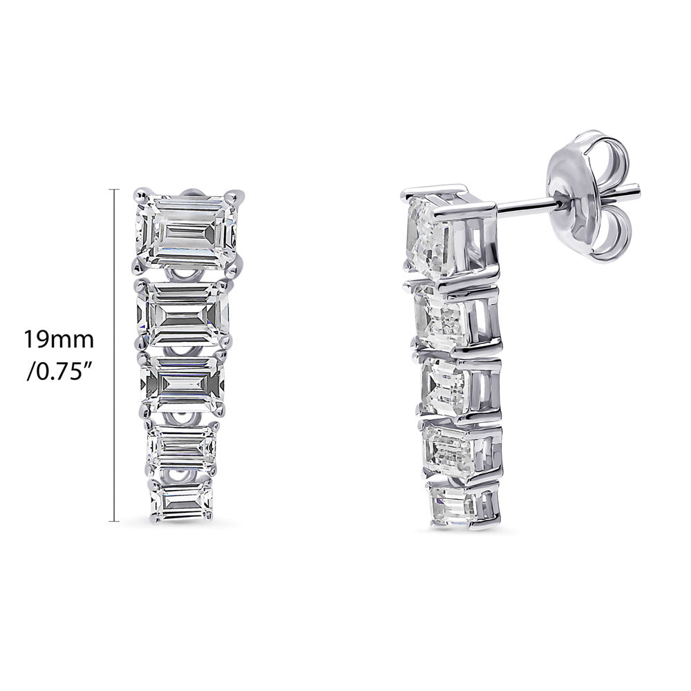 Front view of 5-Stone Graduated CZ Dangle Earrings in Sterling Silver