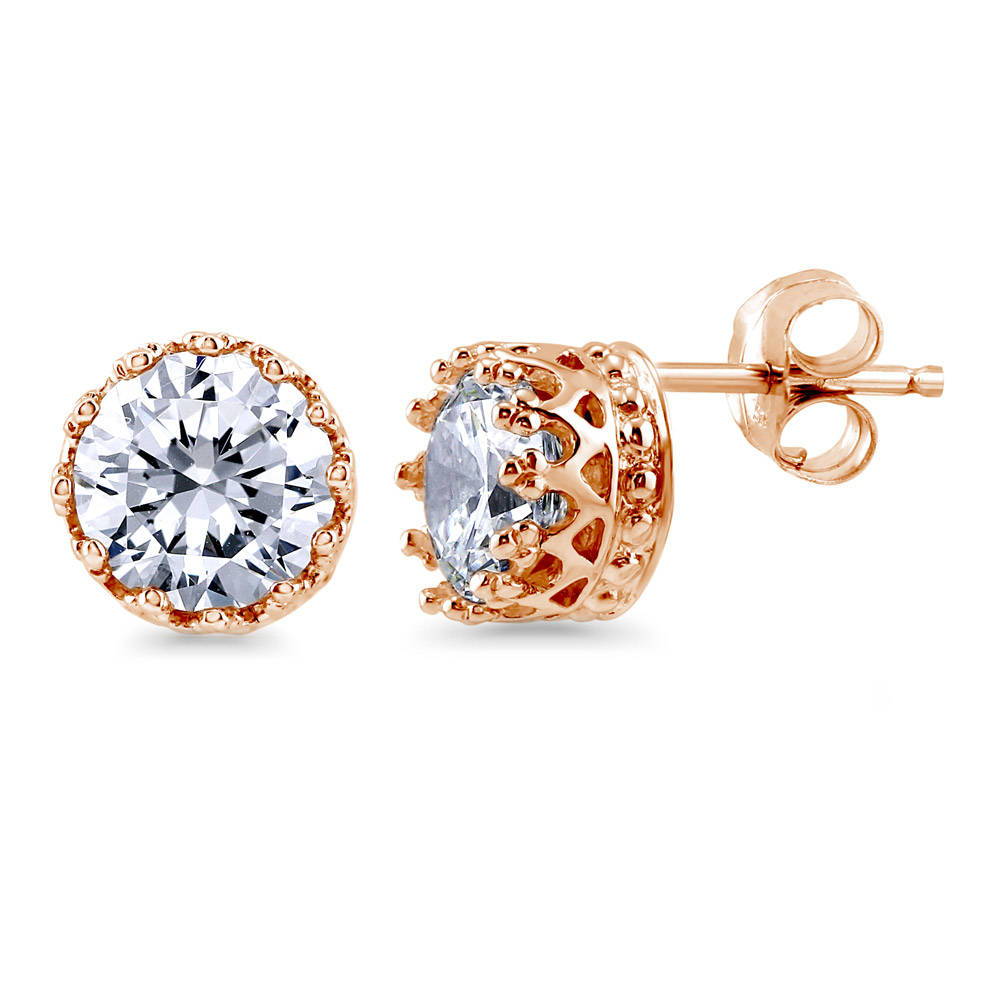 Crown set CZ stud earrings Crown set CZ stud earrings