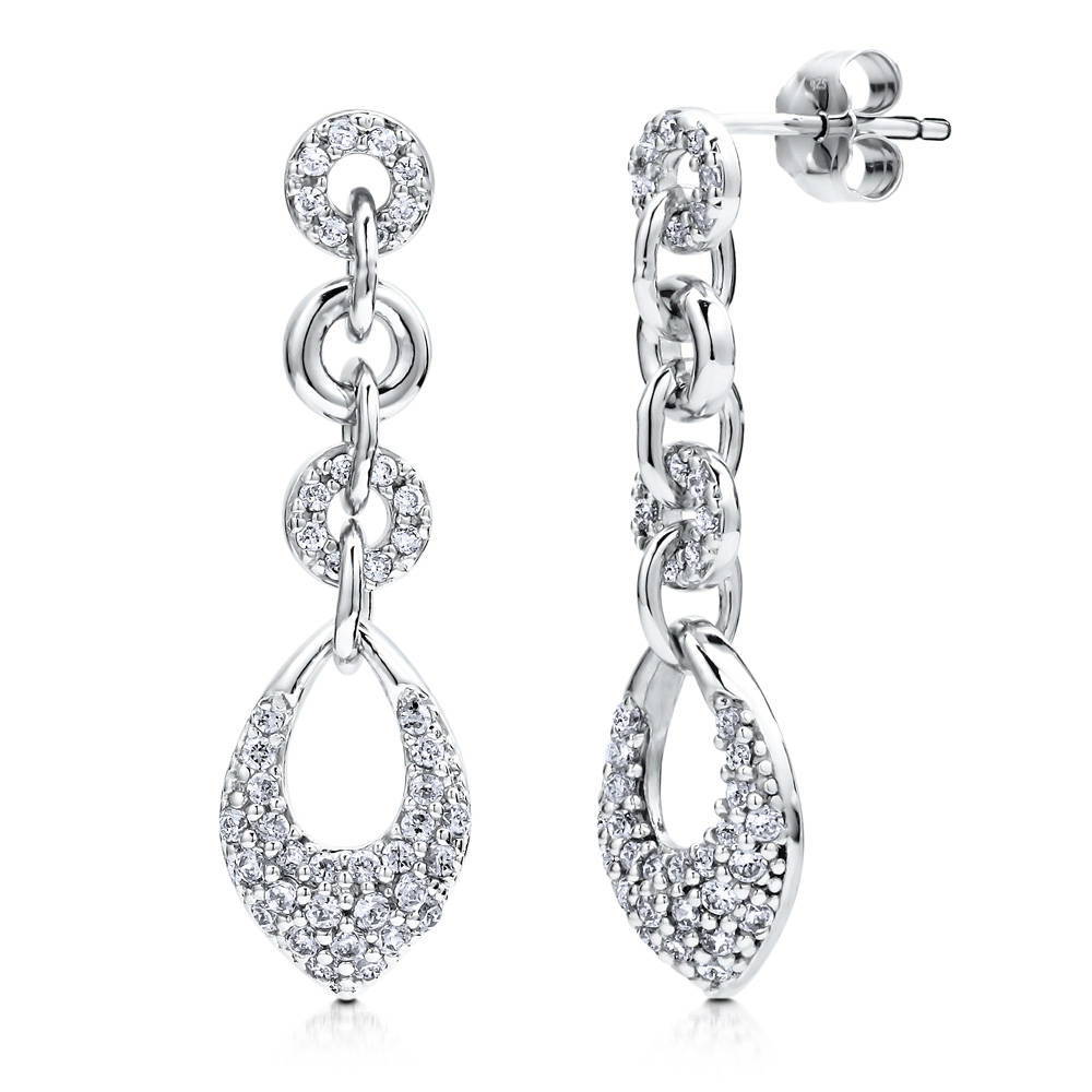 CZ Dangle Earrings in Sterling Silver