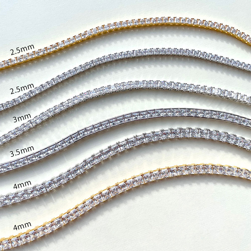 Princess CZ Tennis Bracelet in Gold Flashed Sterling Silver