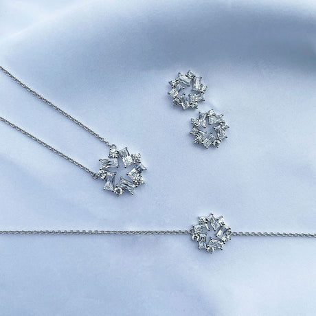 Image Contain: Wreath Chain Bracelet, Wreath Pendant Necklace, Wreath Stud Earrings