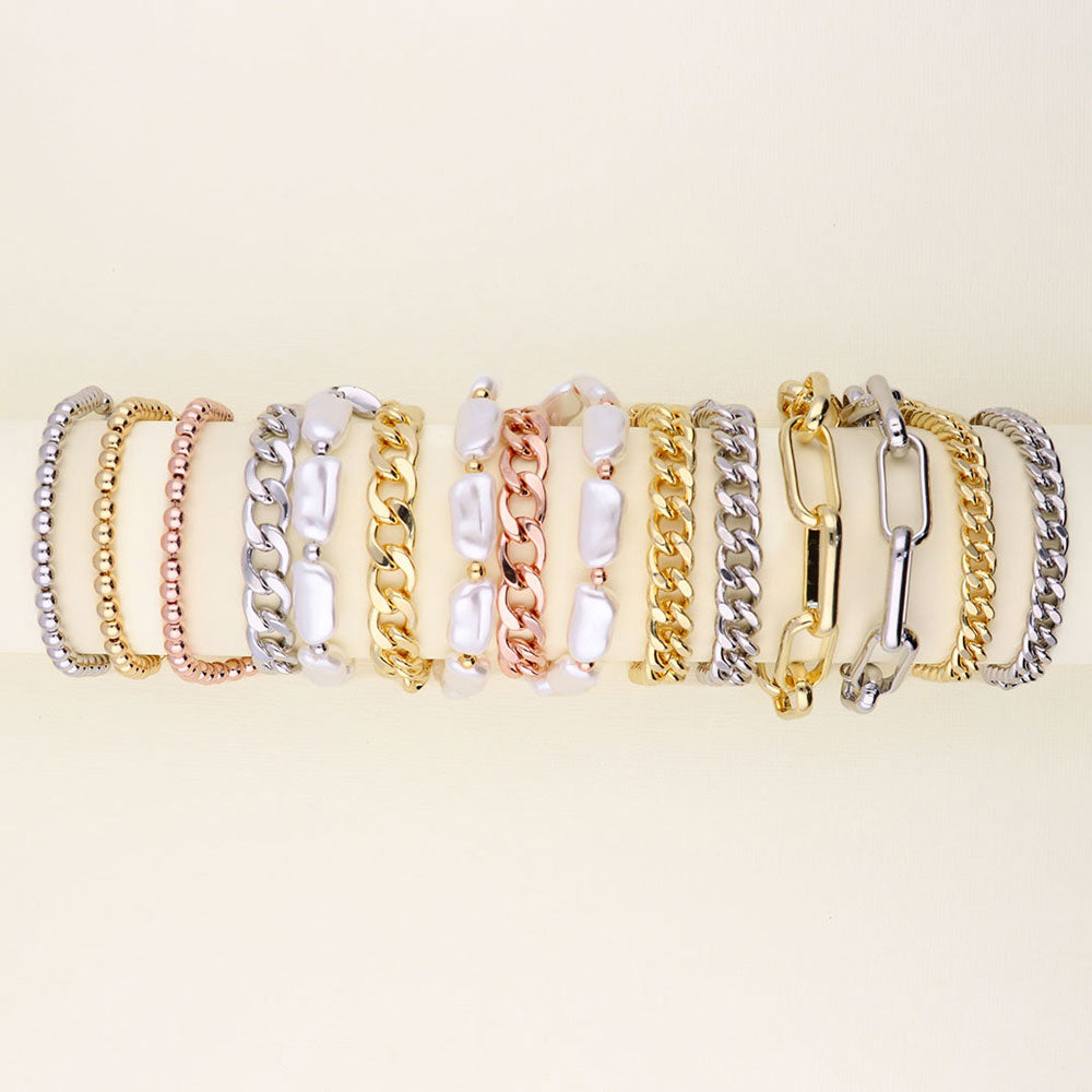 Flatlay view of Paperclip Statement Link Bracelet in Gold-Tone
