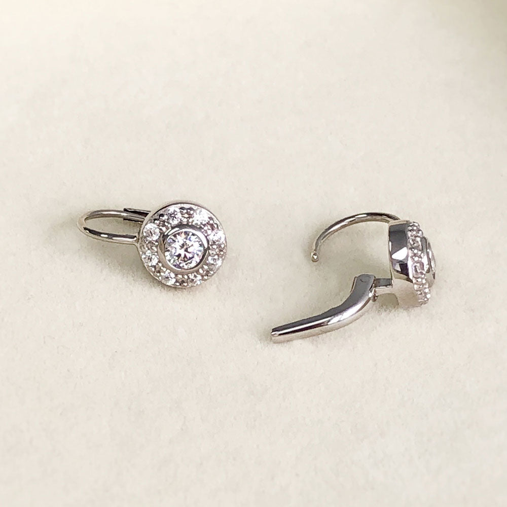 Halo CZ Earrings in Gold Flashed Sterling Silver, 2 Pairs