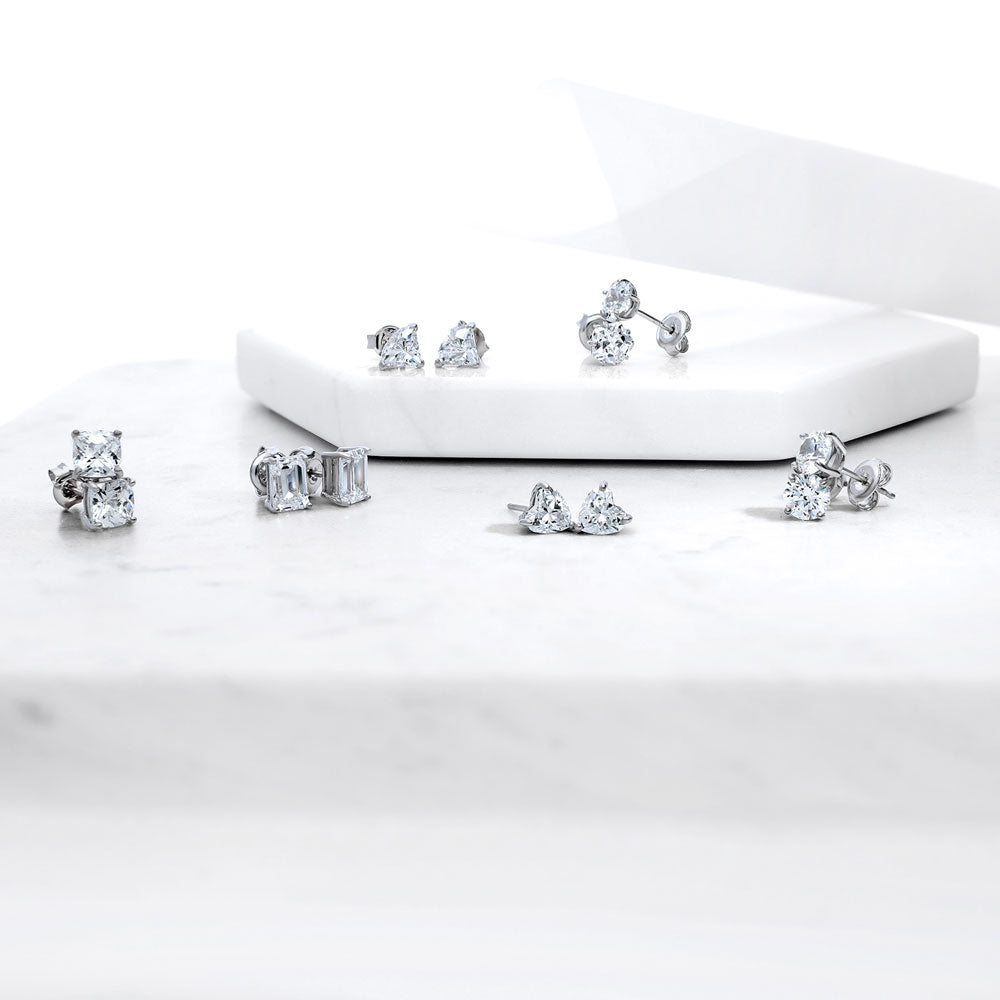 Flatlay view of Solitaire CZ Stud Earrings in Sterling Silver 2.5ct
