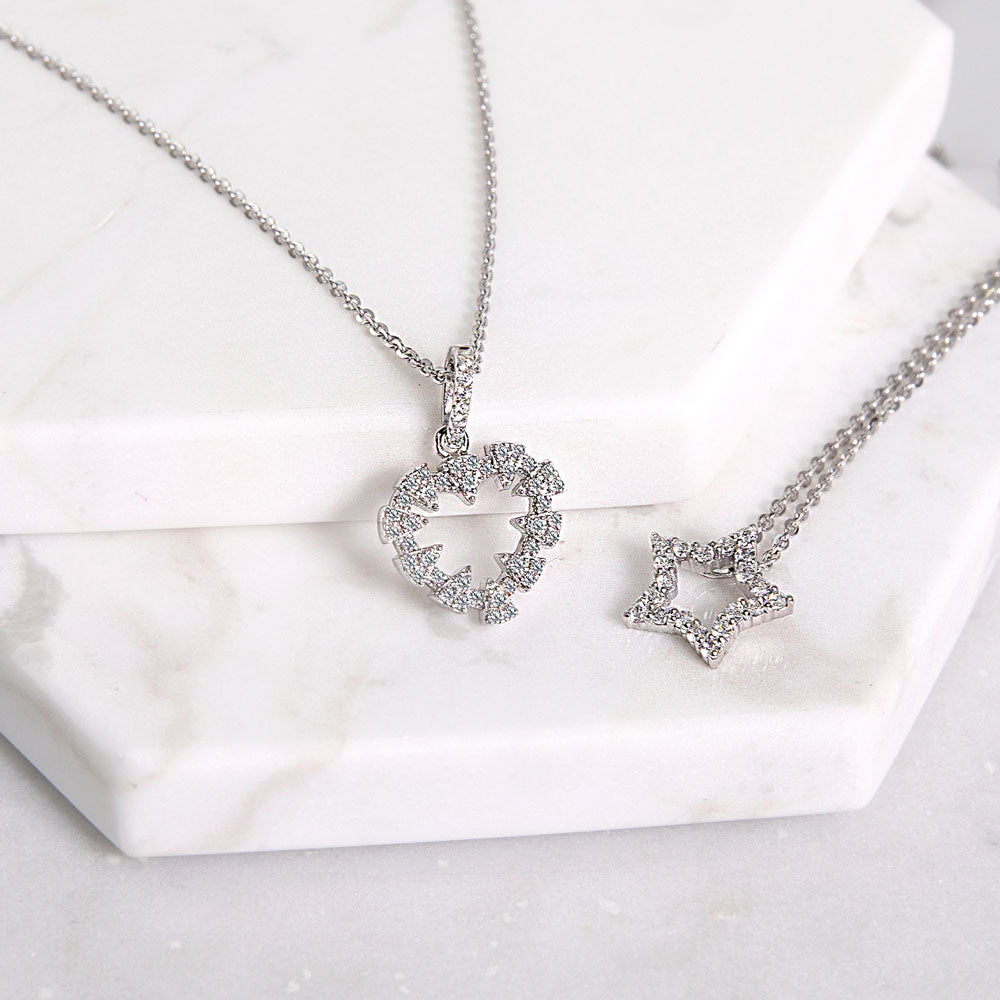 Flatlay view of Star CZ Pendant Necklace in Sterling Silver, 2 of 6