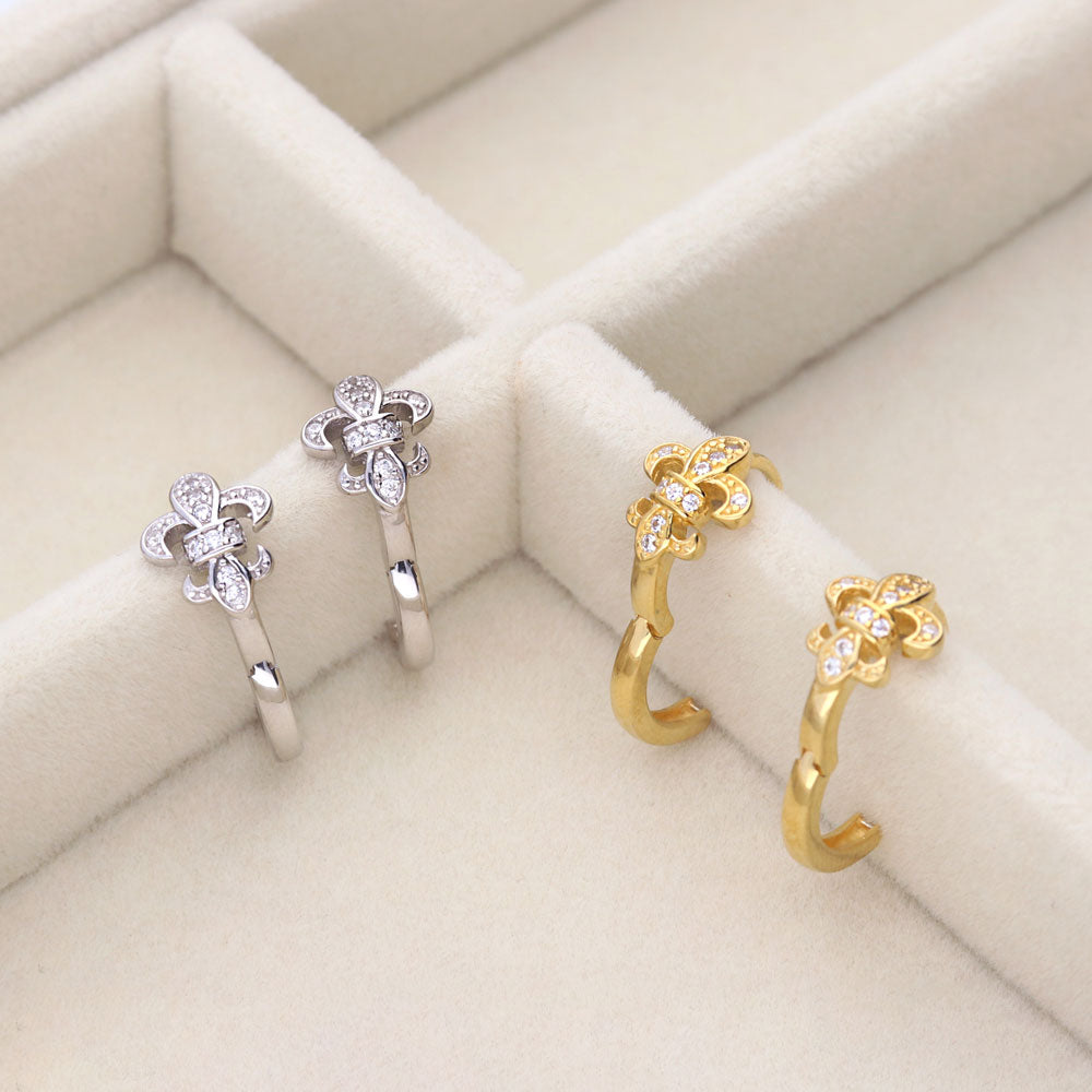 Image Contain: Fleur De Lis Huggie Earrings