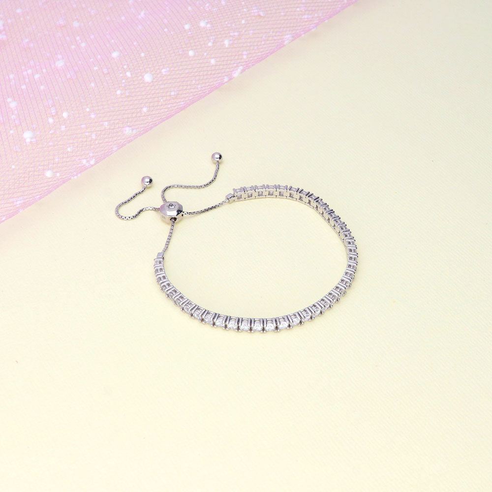 Bar CZ Statement Tennis Bracelet in Sterling Silver