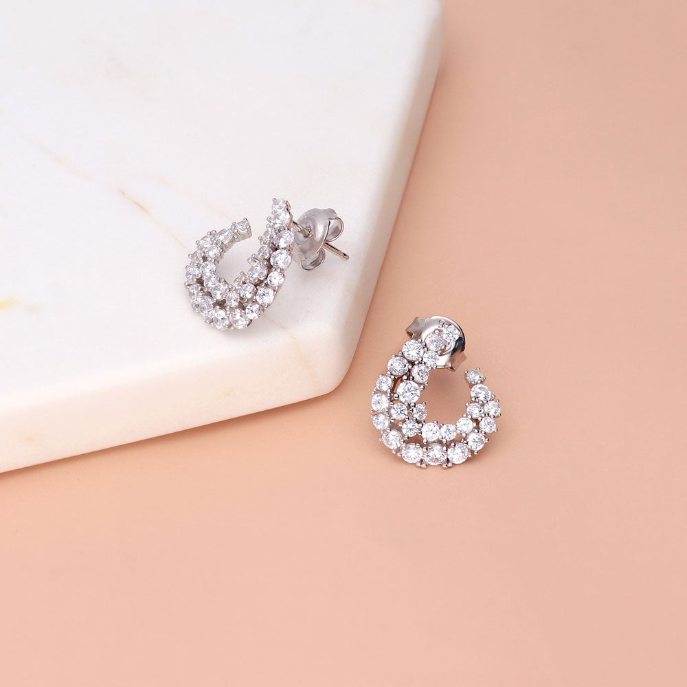 Cluster Wrap CZ Stud Earrings in Sterling Silver