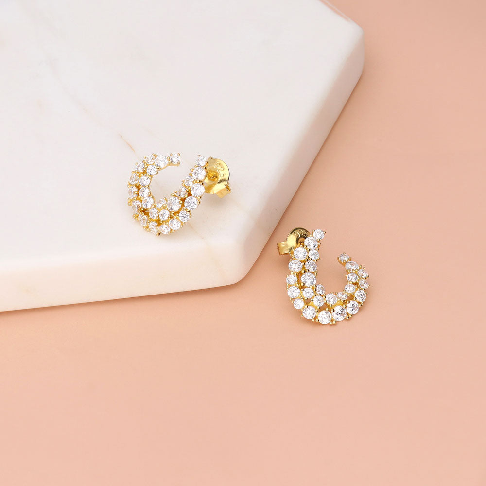 Cluster Wrap CZ Stud Earrings in Sterling Silver