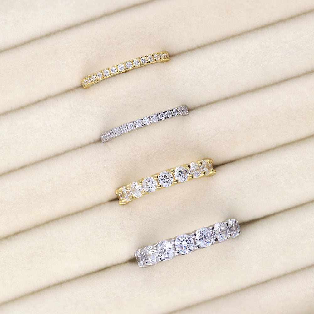 Flatlay view of Pave Set CZ Eternity Ring in Gold Flashed Sterling Silver