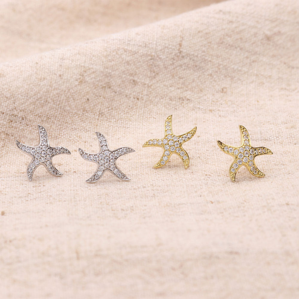 Starfish CZ Stud Earrings in Sterling Silver