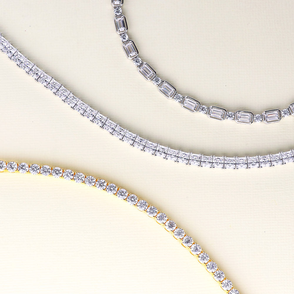 Flatlay view of CZ Tennis Bracelet, Gold Flashed / 7 inch
