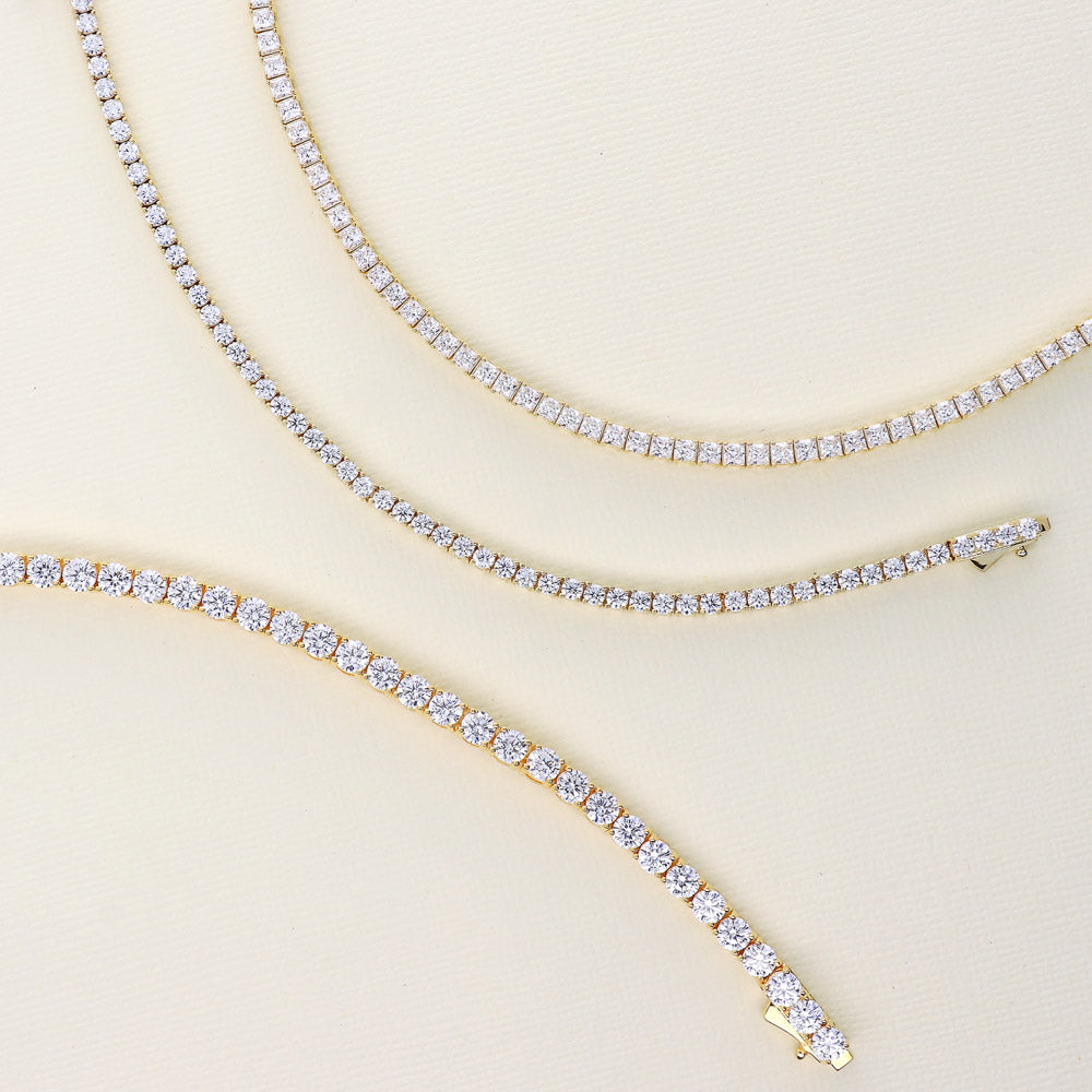 Flatlay view of CZ Tennis Bracelet, Gold Flashed / 6.5 inch