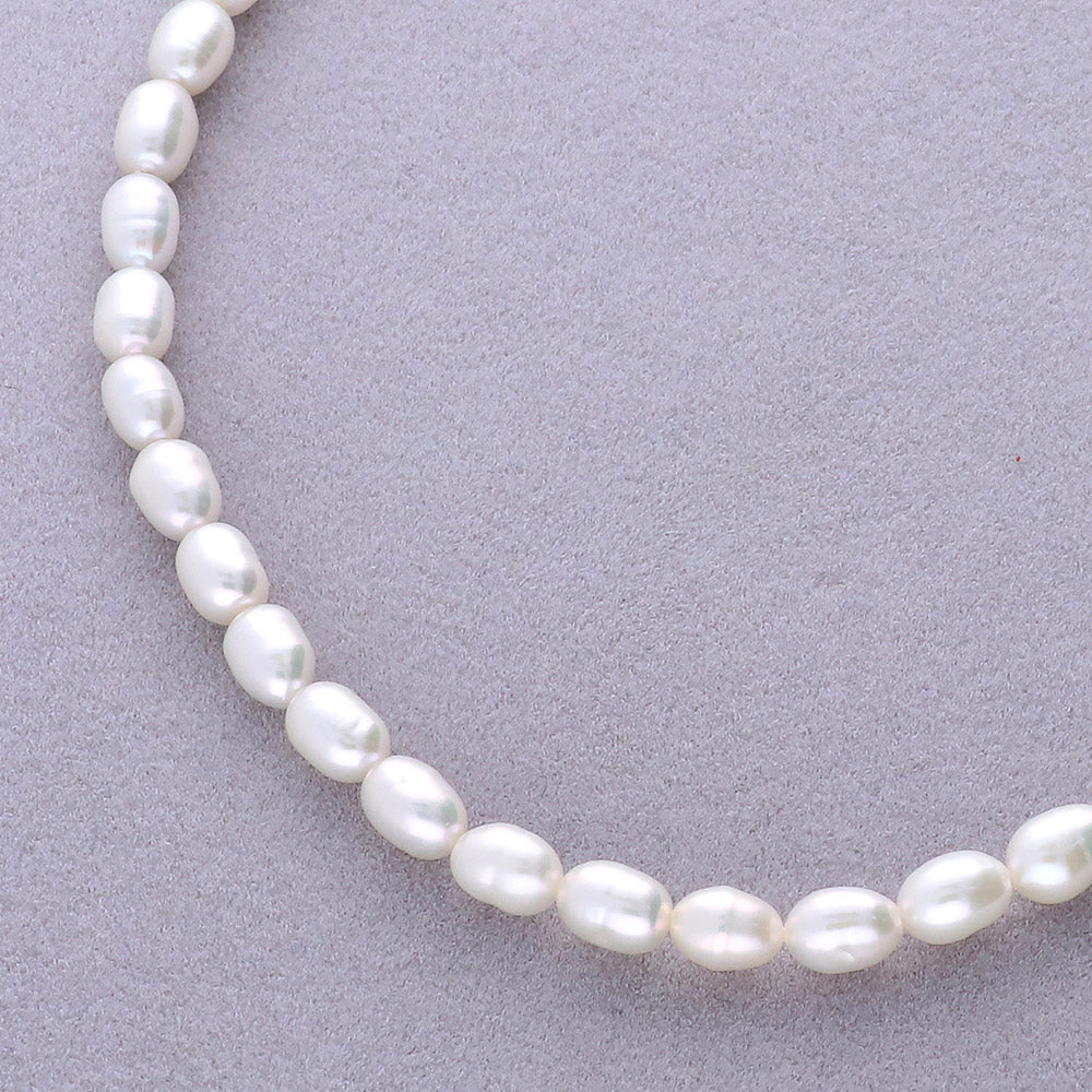 Paperclip Cultured Pearl Link Chain Necklace in Sterling Silver