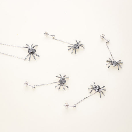 Spider Dangle Earrings, Spider Pendant Necklace