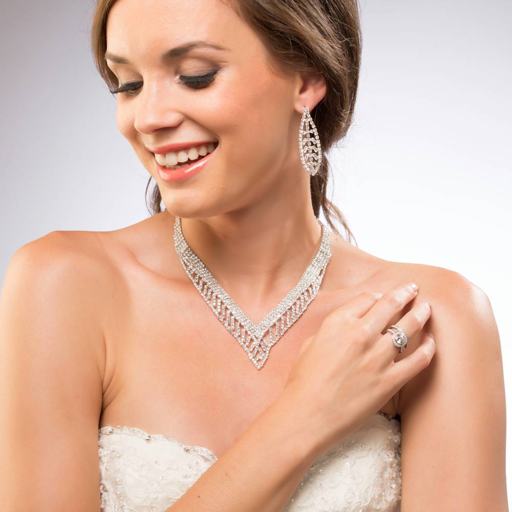 Halo Round CZ Ring Set in Sterling Silver