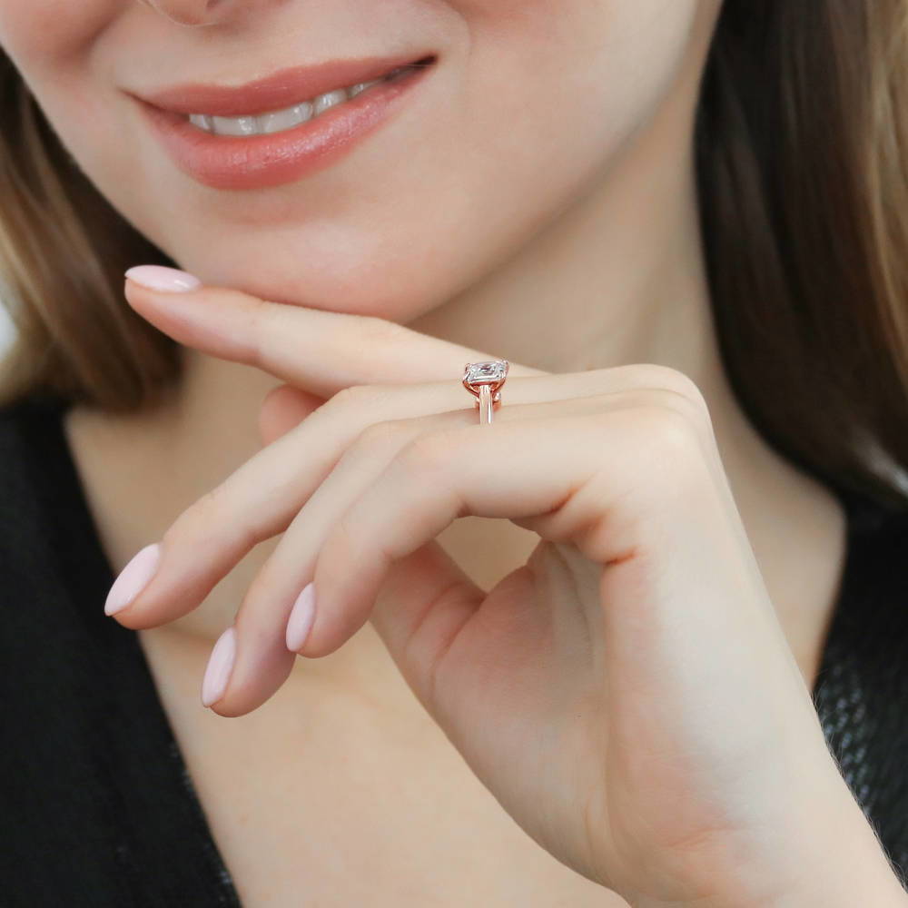 Solitaire 1.2ct Princess CZ Ring in Rose Gold Plated Sterling Silver