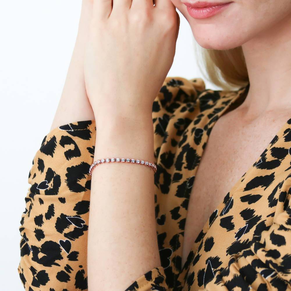 Bubble Bar Bezel Set CZ Statement Tennis Bracelet in Sterling Silver