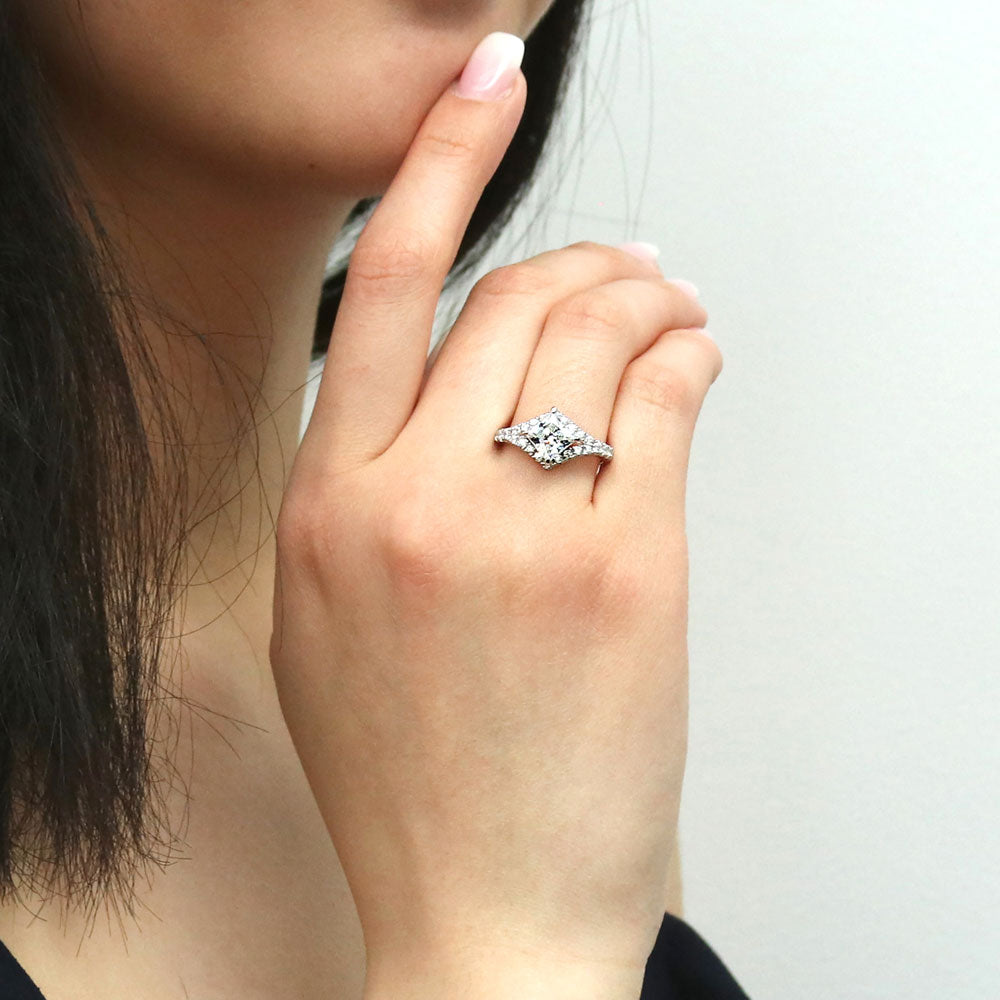 Model wearing CZ Ring in Sterling Silver