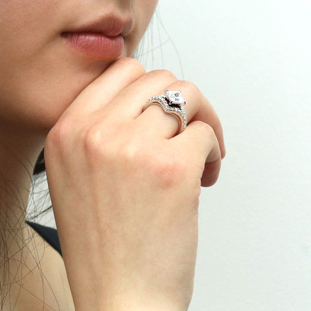 Model wearing CZ Ring in Sterling Silver