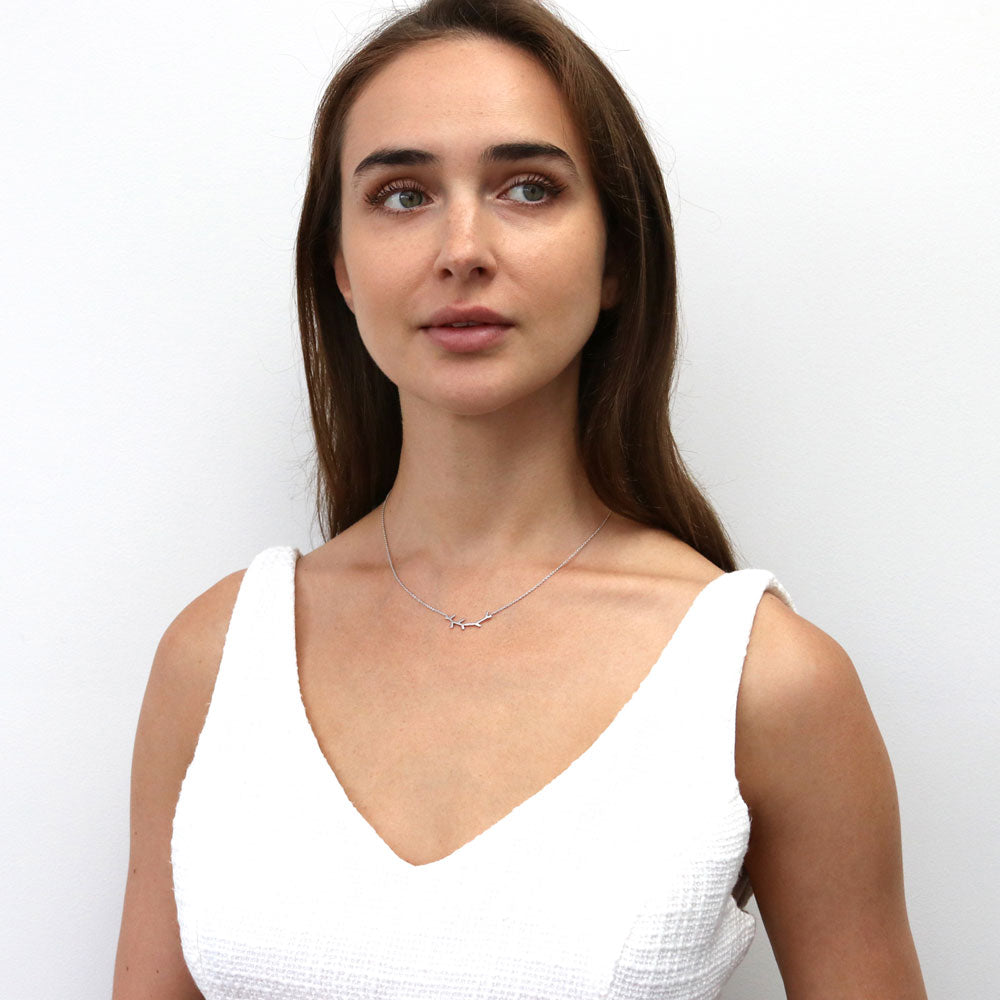 Model wearing Pendant Necklace in Sterling Silver, 3 of 7